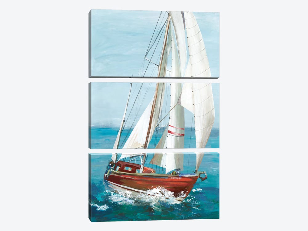 Single Sail II by Allison Pearce 3-piece Canvas Art Print