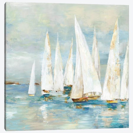 White Sailboats Canvas Print #ALP311} by Allison Pearce Canvas Art