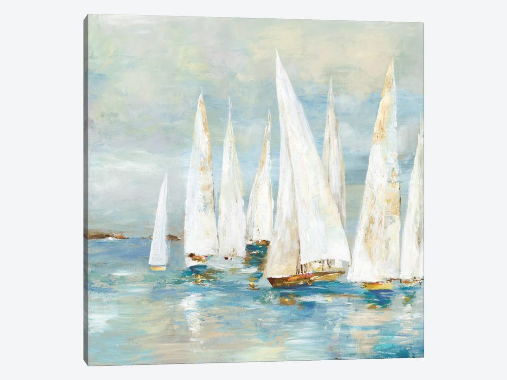 White Sailboats by Allison Pearce 1-piece Canvas Wall Art
