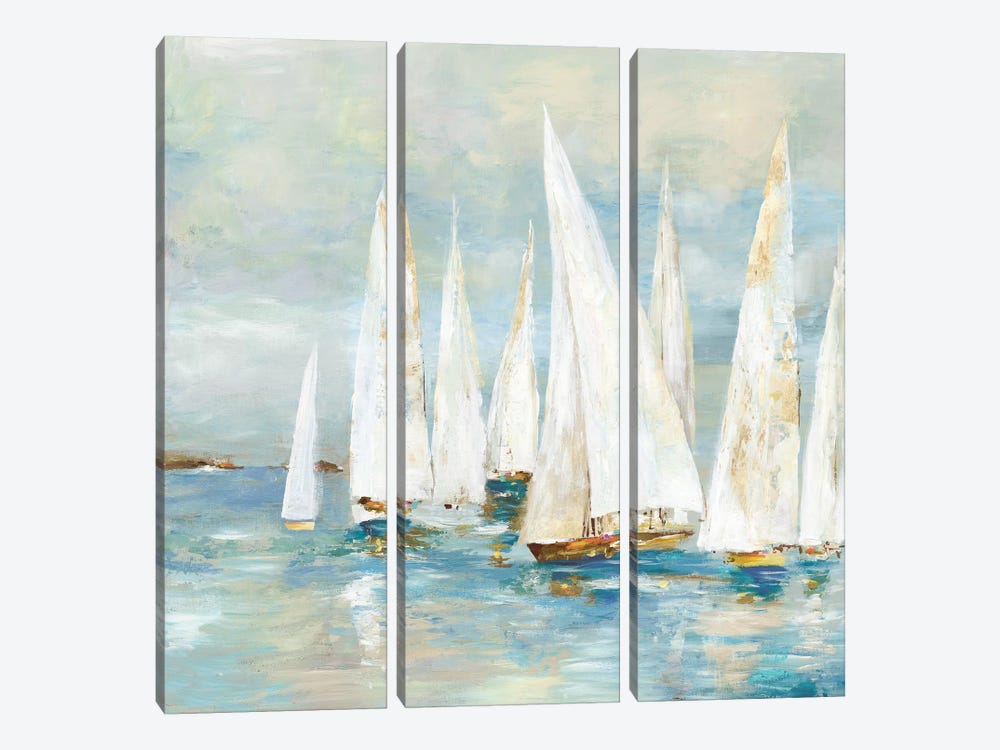 White Sailboats by Allison Pearce 3-piece Canvas Wall Art