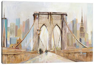 Brooklyn Bridge Walkway Canvas Art Print - Architecture Art