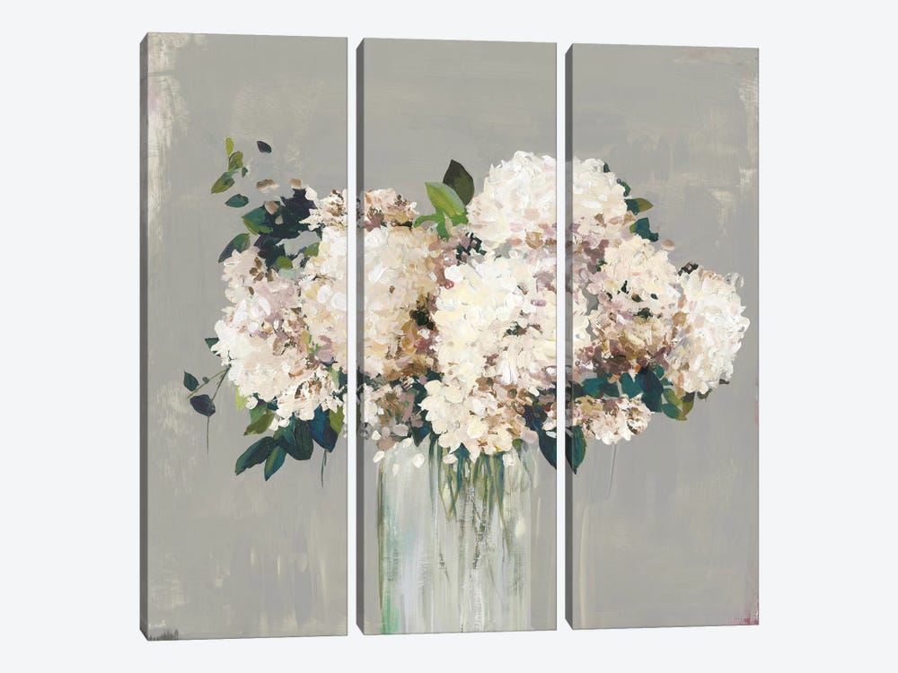 White Hydrangea  by Allison Pearce 3-piece Canvas Artwork