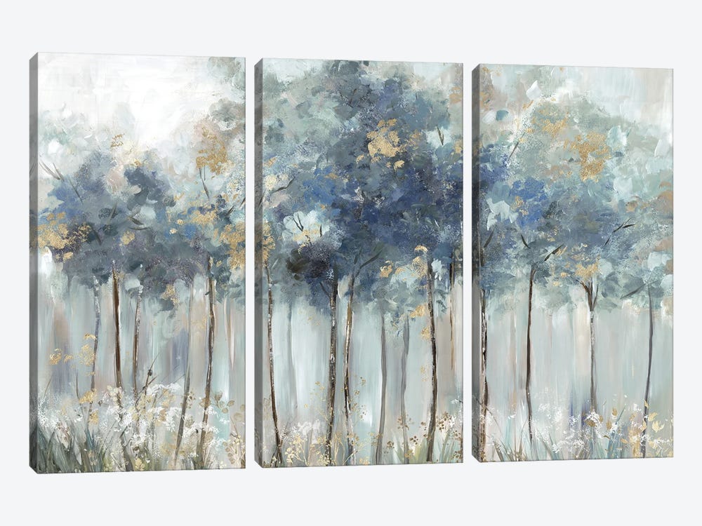 Blue Golden Forest by Allison Pearce 3-piece Canvas Print