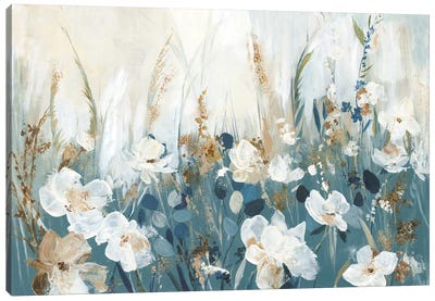 Blue Poppy Field Canvas Art Print - Poppy Art