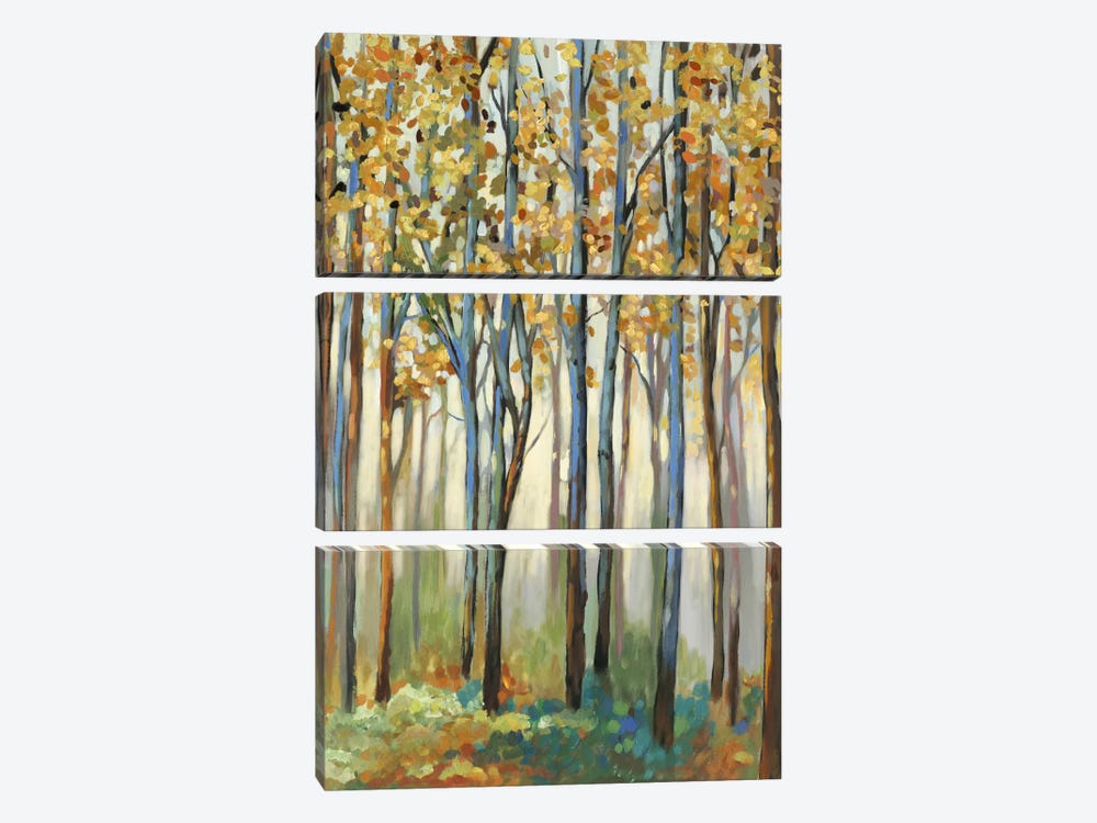 Golden Leaves by Allison Pearce 3-piece Canvas Print