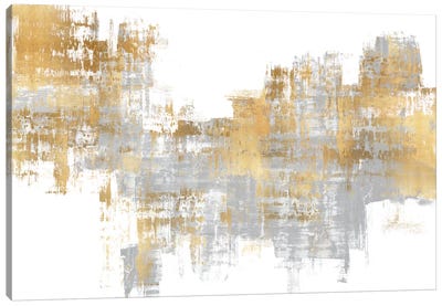 Dynamic Gold on Grey I Canvas Art Print - Gold Abstract Art