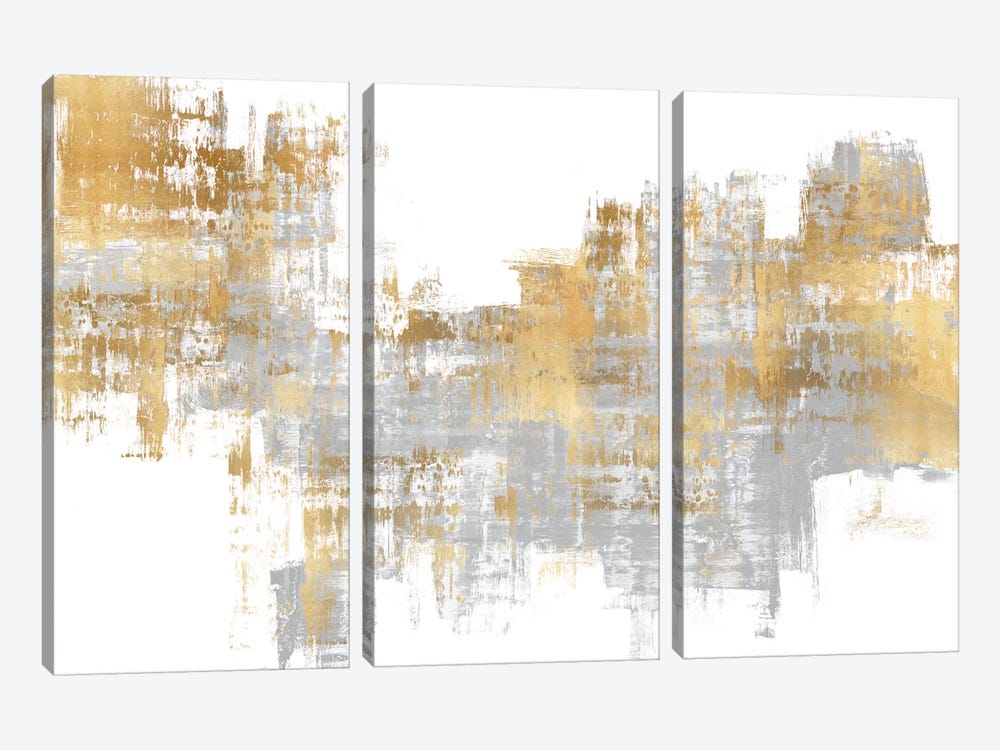 Dynamic Gold on Grey I by Alex Wise 3-piece Canvas Art Print