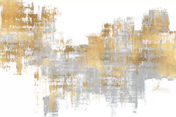 Gold Abstract Art: Dynamic Gold on Grey I by Alex Wise
