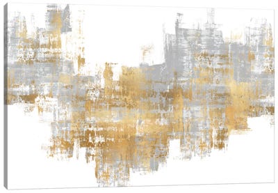 Dynamic Gold on Grey II Canvas Art Print - Seasonal Glam