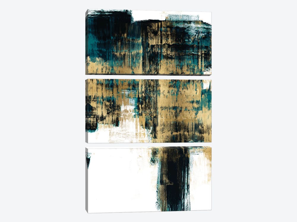 Infatuation Gold on Teal II by Alex Wise 3-piece Canvas Artwork