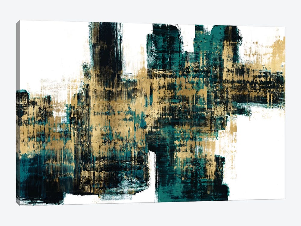 Vibrant Gold on Teal by Alex Wise 1-piece Canvas Art Print