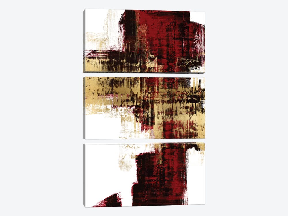 Kinetic Gold on Red I by Alex Wise 3-piece Canvas Artwork