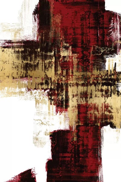 Gold Abstract Art: Kinetic Gold on Red I by Alex Wise