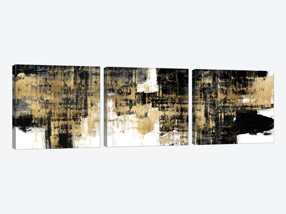 Amplified Gold on Black by Alex Wise 3-piece Canvas Wall Art