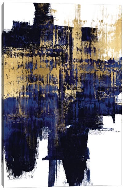 Dynamic Gold on Blue I Canvas Art Print