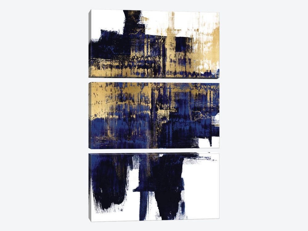 Dynamic Gold on Blue I by Alex Wise 3-piece Art Print