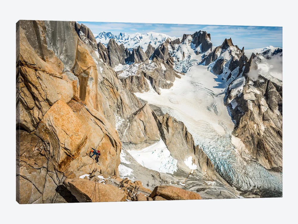 A Climber High On The Comesana-Fonrouge Route, Aguja Guillaumet, Patagonia, Argentina by Alex Buisse 1-piece Art Print