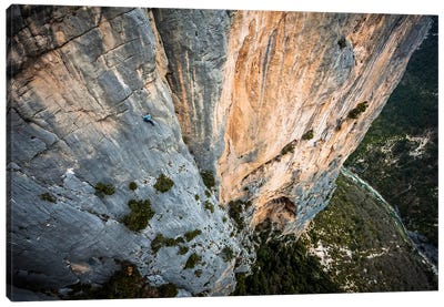 Freesolo Climb, Durandal, Gorges du Verdon, Alpes-de-Haute-Provence, Provence-Alpes-Cote d'Azur Region, France Canvas Art Print - Alex Buisse