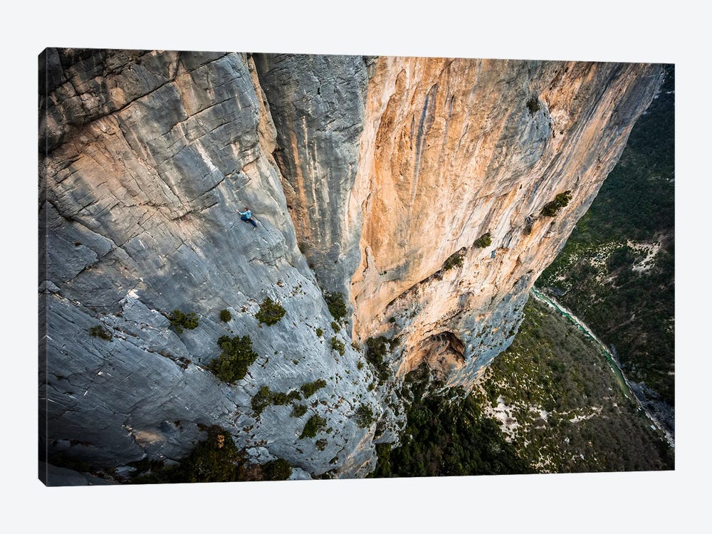 Freesolo Climb, Durandal, Gorges du Verdon, Alpes-de-Haute-Provence, Provence-Alpes-Cote d'Azur Region, France by Alex Buisse 1-piece Canvas Print