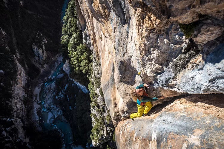 Freesolo Climb, Gorges du Verdon, Alpes-de-Haute-Provence, Provence-Alpes-Cote d'Azur Region, France