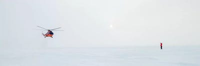 Helicopter Landing, North Pole by Alex Buisse framed canvas print