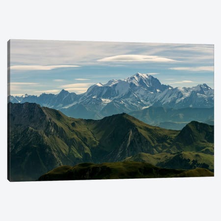 Mont Blanc As Seen From The Summit Of La Tournette, Talloires, Haute-Savoie, Auvergne-Rhone-Alpes, France Canvas Print #ALX28} by Alex Buisse Art Print