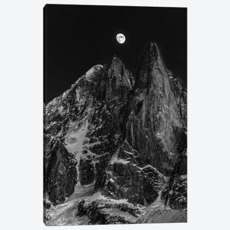 Moonrise Over Aiguille des Drus, Chamonix, Haute-Savoie, Auvergne-Rhone-Alpes, France Canvas Print #ALX29} by Alex Buisse Art Print