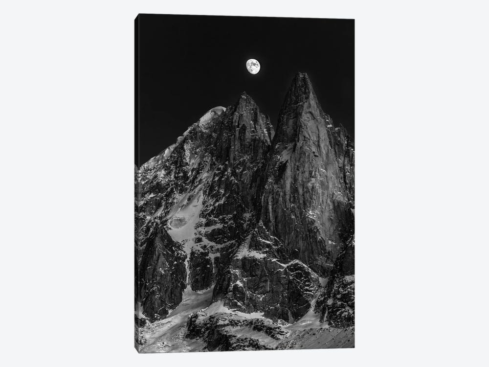 Moonrise Over Aiguille des Drus, Chamonix, Haute-Savoie, Auvergne-Rhone-Alpes, France by Alex Buisse 1-piece Canvas Wall Art
