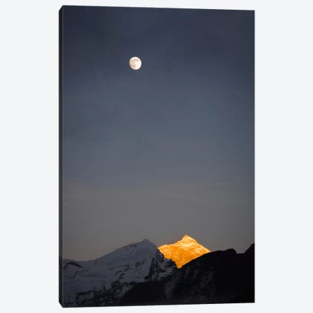 Moonrise Over Makalu, Mahalangur Himal, Himalaya Mountain Range, Khumbu, Nepal Canvas Print #ALX30} by Alex Buisse Canvas Wall Art