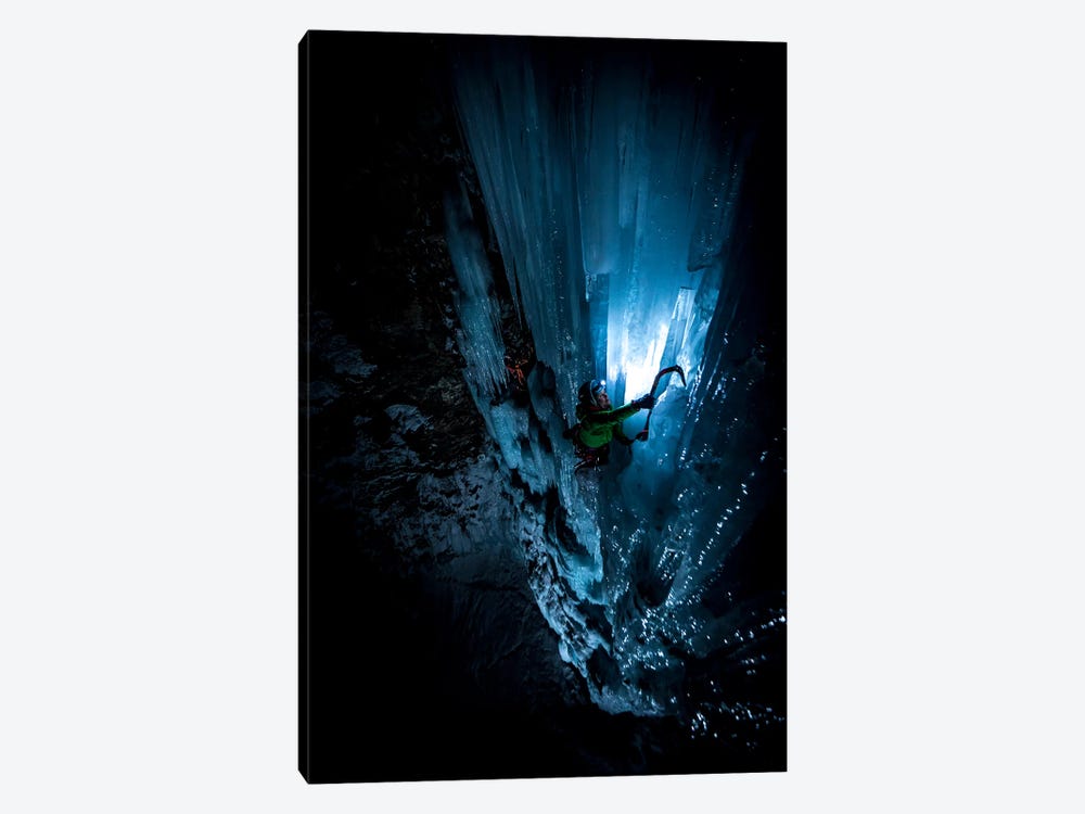 Night Climb, Lau Bij Frozen Waterfall, Cogne, Gran Paradiso, Aosta Valley Region, Italy by Alex Buisse 1-piece Canvas Art Print