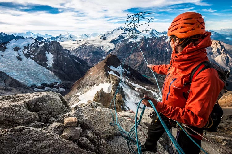 Abseil Preparation, Comesana-Fonrouge Route, Aguja Guillaumet, Patagonia, Argentina by Alex Buisse wall art