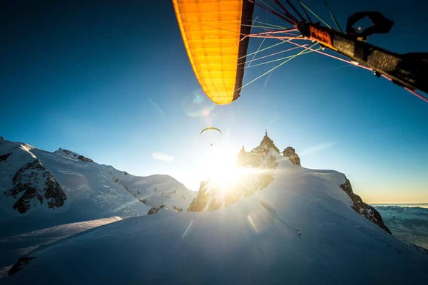Alex Buisse: Sunset Flight I, Midi-Plan Ridge, Chamonix, Haute-Savoie, Auvergne-Rhone-Alpes, France by Alex Buisse