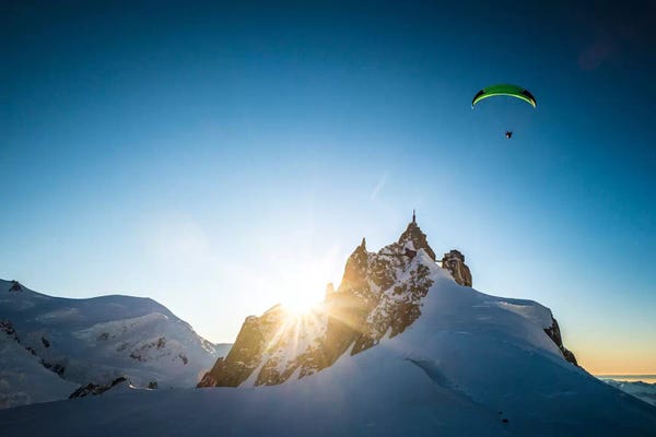 Alex Buisse: Sunset Flight II, Midi-Plan Ridge, Chamonix, Haute-Savoie, Auvergne-Rhone-Alpes, France by Alex Buisse