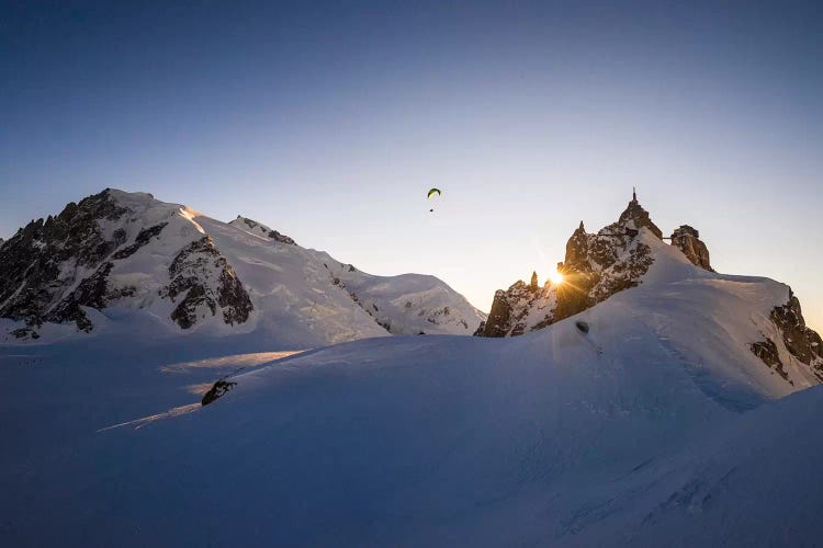 Sunset Flight III, Midi-Plan Ridge, Chamonix, Haute-Savoie, Auvergne-Rhone-Alpes, France by Alex Buisse wall art