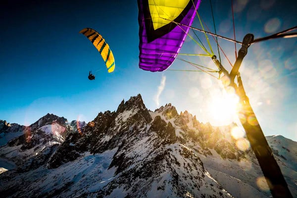 Alex Buisse: Sunset Flight, Vallee Blanche, Chamonix, Haute-Savoie, Auvergne-Rhone-Alpes, France by Alex Buisse
