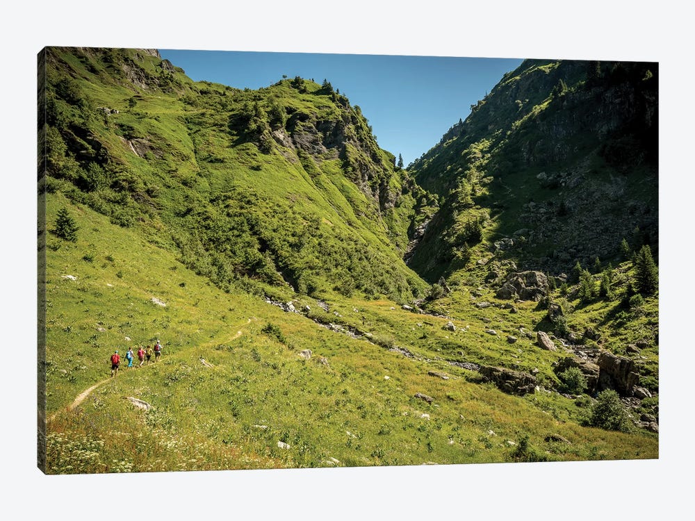 A Group Of Trekkers Near Col d'Anterne, Passy, Haute Savoie, France 1-piece Canvas Art Print