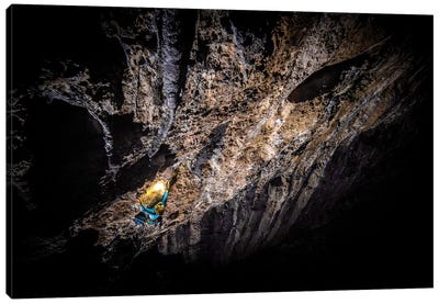 A Climber At Night In Arco, Trentino, Italy Canvas Art Print - Alex Buisse