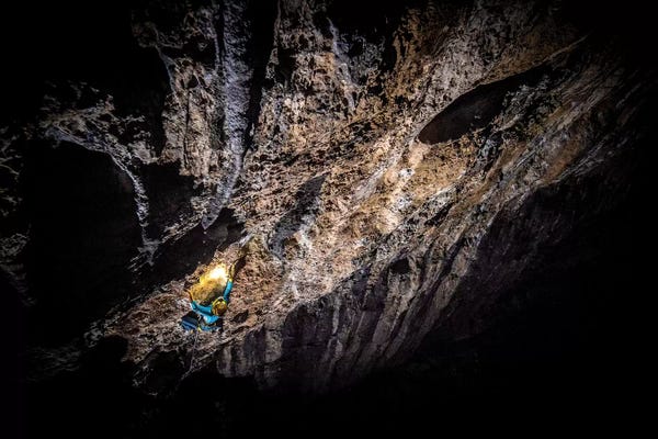 Alex Buisse: A Climber At Night In Arco, Trentino, Italy by Alex Buisse