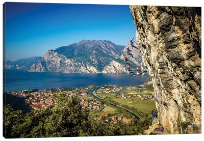Action Sequence Of A Climbing Fall Above Arco, Trentino, Italy Canvas Art Print