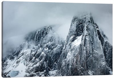 Winter Storm View Of Aiguille des Drus, Chamonix, France Canvas Art Print - Chamonix