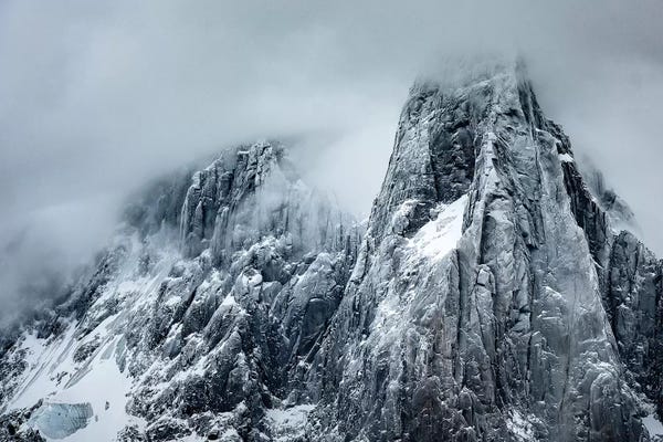 Alex Buisse: Winter Storm View Of Aiguille des Drus, Chamonix, France by Alex Buisse