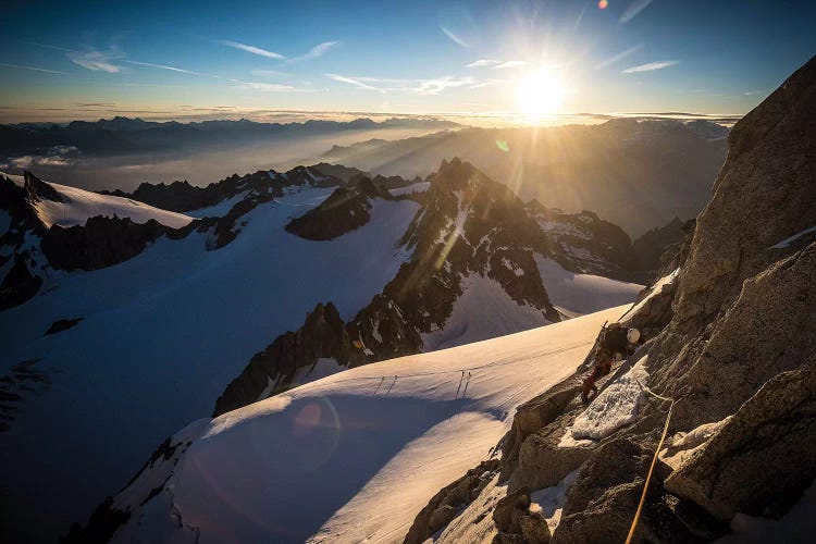 A Climber On Arête Forbes, Aiguille du Chardonnet, Chamonix, France