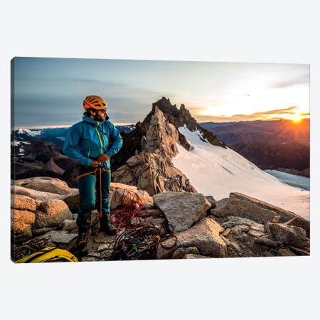 A Climber Prepares His Equipment On Aguja Guillaumet, Patagonia, Argentina Canvas Print #ALX5} by Alex Buisse Canvas Art