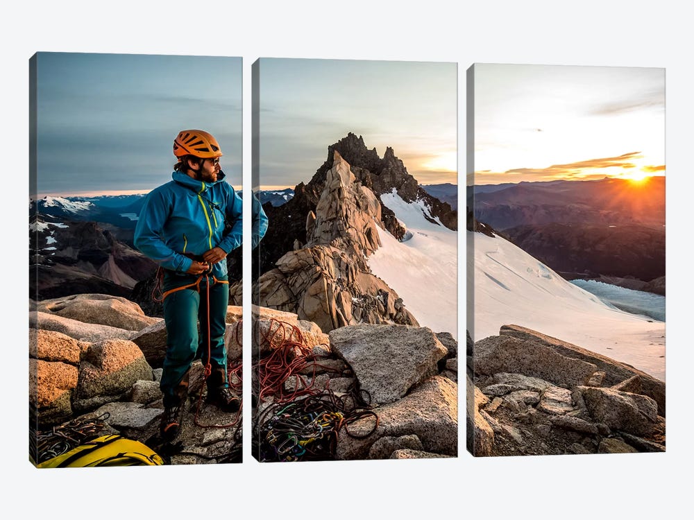A Climber Prepares His Equipment On Aguja Guillaumet, Patagonia, Argentina by Alex Buisse 3-piece Canvas Art