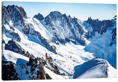 Two Climbers On Midi-Plan Ridge, Chamonix, France Canvas Art Print - Chamonix
