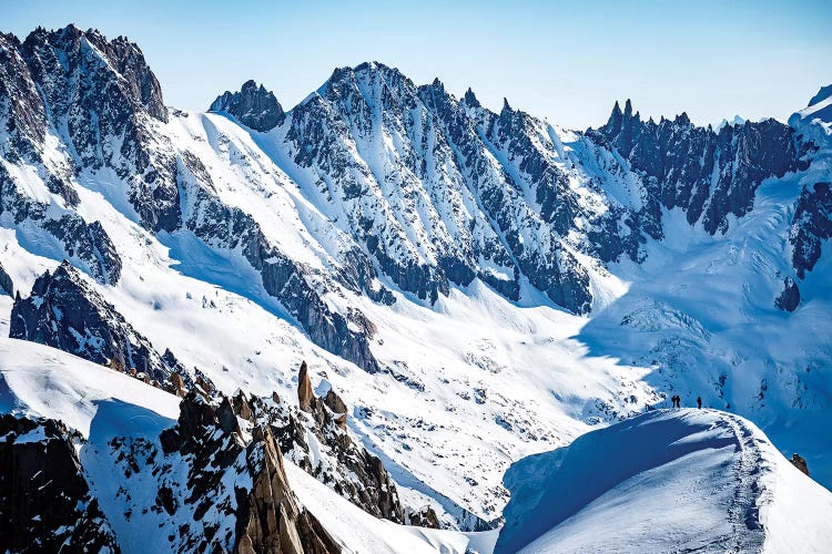 Two Climbers On Midi-Plan Ridge, Chamonix, France