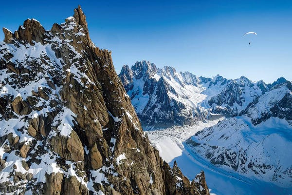 Alex Buisse: A Paraglider Above Vallée Blanche I, Chamonix, France by Alex Buisse