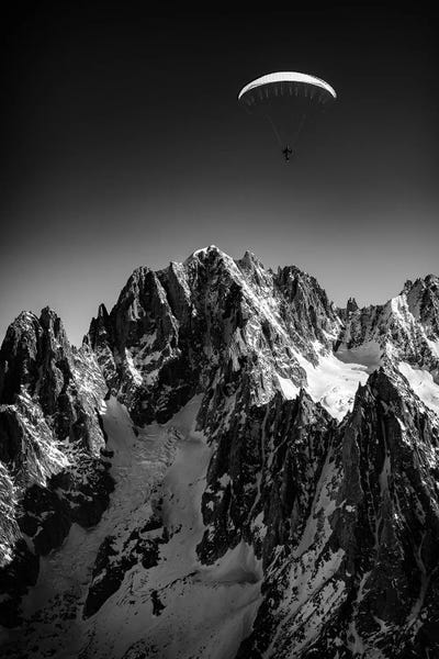Alex Buisse: A Paraglider Above Vallée Blanche II, Chamonix, France by Alex Buisse
