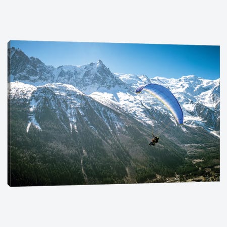 A Paraglider Above The Chamonix Valley, France - I Canvas Print #ALX69} by Alex Buisse Canvas Art Print