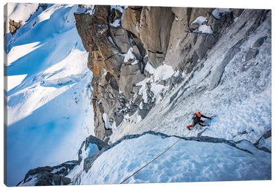 A Climber On The North Face Of Tour Ronde, Chamonix, France - I Canvas Art Print - Determination Art